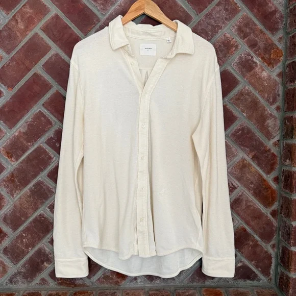 Billy Reid Shirt Women's Size Large Cream Long Sleeve Linen Blend Button Up - Picture 1 of 9